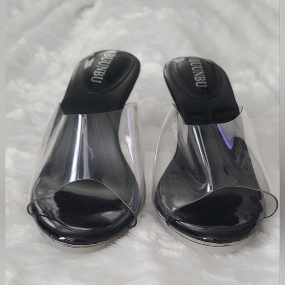 NBUUNBU - Women's Silver Clear Heels Transparent Strapless Sexy Stilletos, Sz 5 - Picture 7 of 15